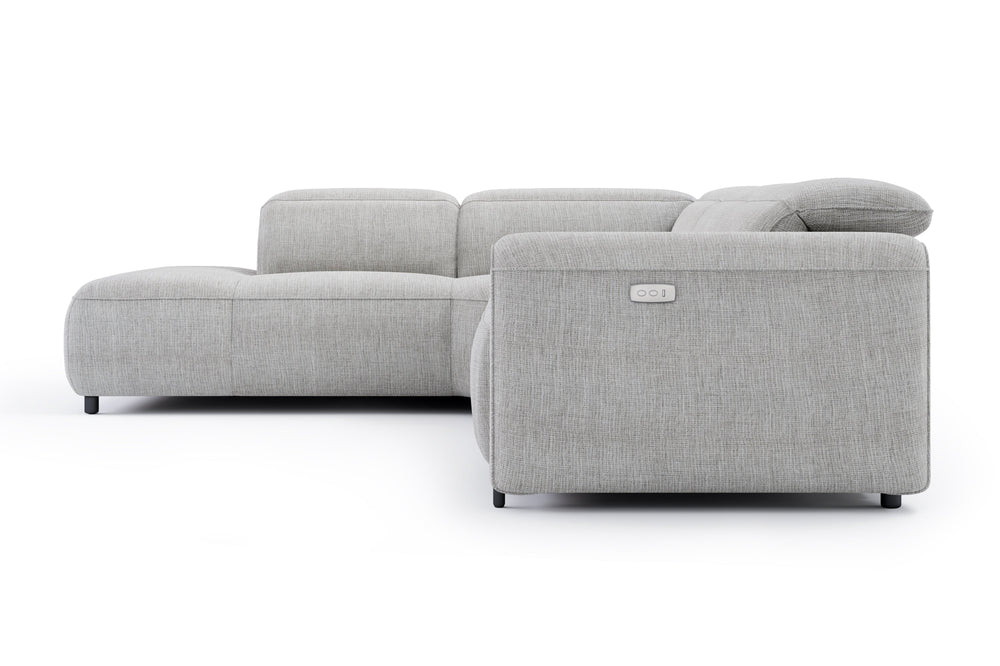 Valencia Octavia Fabric Reclining Sectional Cloud Sofa, L-Shape with Left Chaise, Light Grey