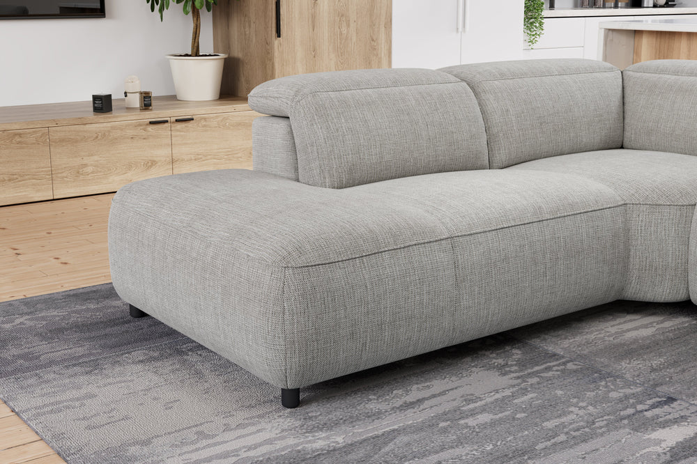 Valencia Octavia Fabric Reclining Sectional Cloud Sofa, L-Shape with Left Chaise, Light Grey