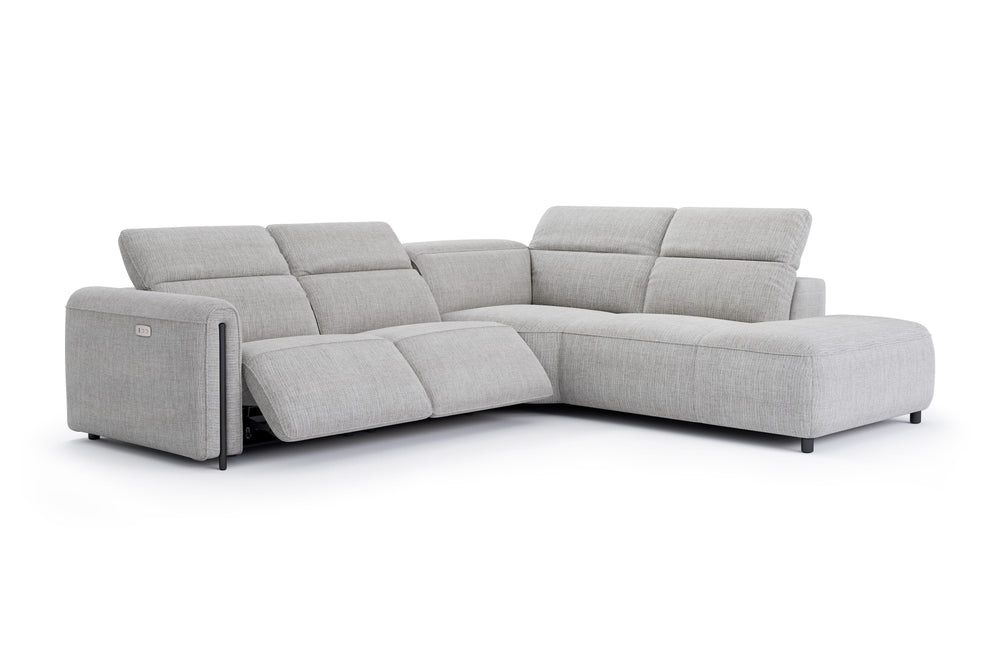 Valencia Octavia Fabric Reclining Sectional Cloud Sofa, L-Shape with Right Chaise, Light Grey