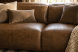Octavia Distressed Italian Aniline Leather Dual Reclining Sofa