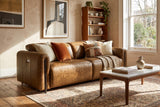 Octavia Distressed Italian Aniline Leather Dual Reclining Sofa