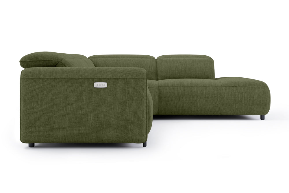 Valencia Octavia Fabric Reclining Sectional Cloud Sofa, L-Shape with Right Chaise, Olive Green