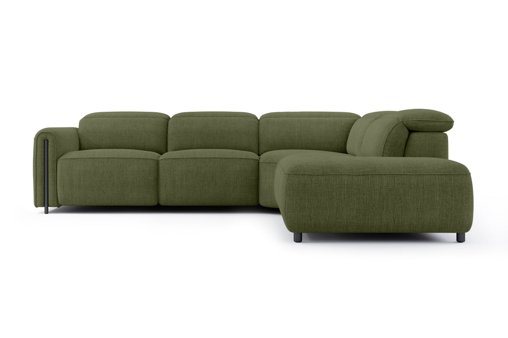 Valencia Octavia Fabric Reclining Sectional Cloud Sofa, L-Shape with Right Chaise, Olive Green