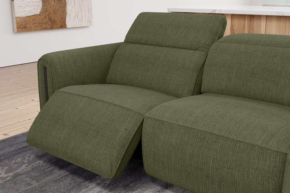 Valencia Octavia Fabric Reclining Sectional Cloud Sofa, L-Shape with Right Chaise, Olive Green