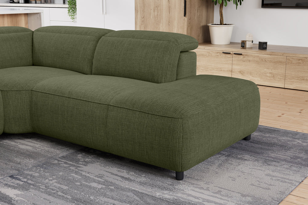 Valencia Octavia Fabric Reclining Sectional Cloud Sofa, L-Shape with Right Chaise, Olive Green