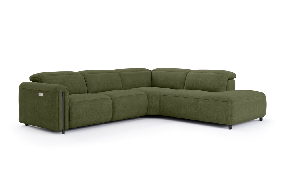 Valencia Octavia Fabric Reclining Sectional Cloud Sofa, L-Shape with Right Chaise, Olive Green