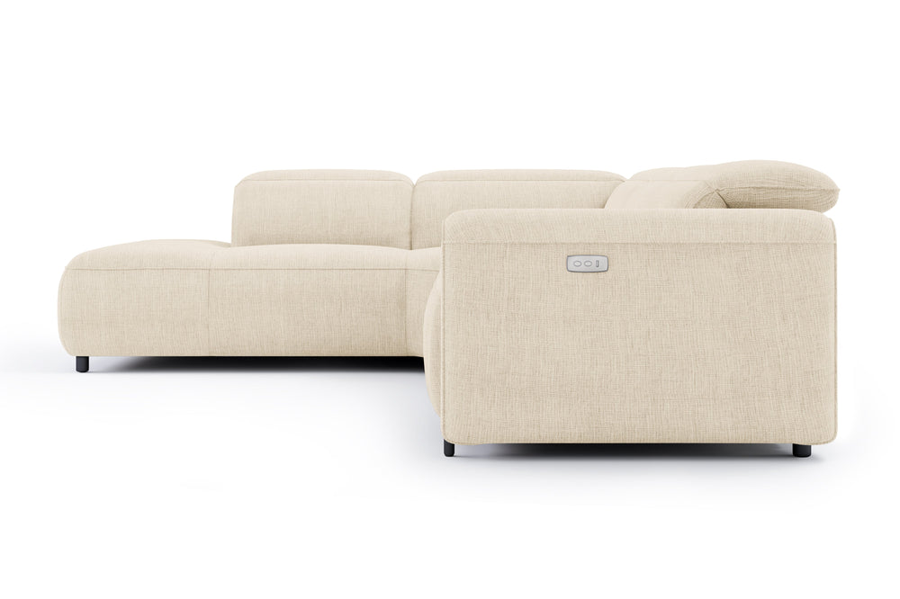 Valencia Octavia Fabric Reclining Sectional Cloud Sofa, L-Shape with Left Chaise, Beige