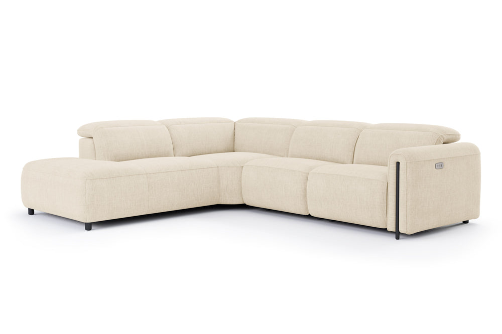 Valencia Octavia Fabric Reclining Sectional Cloud Sofa, L-Shape with Left Chaise, Beige