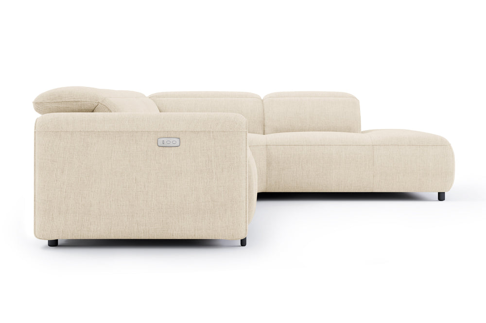 Valencia Octavia Fabric Reclining Sectional Cloud Sofa, L-Shape with Right Chaise, Beige