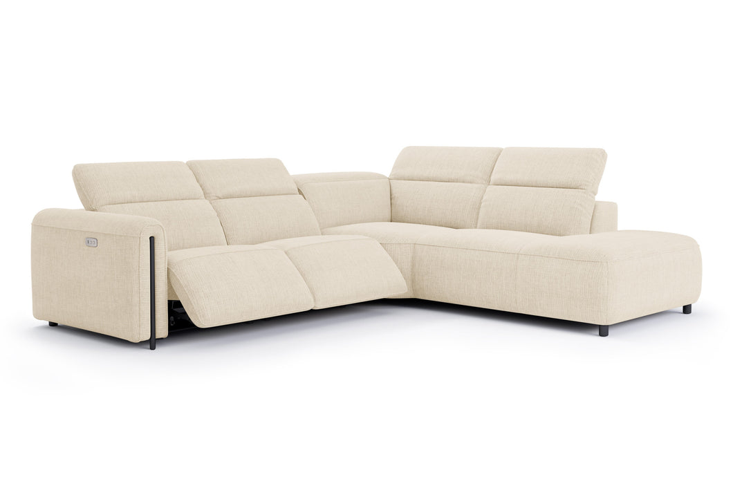 Valencia Octavia Fabric Reclining Sectional Cloud Sofa, L-Shape with Right Chaise, Beige