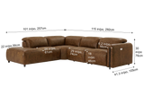 Octavia Distressed Italian Aniline Leather Reclining Corner Sectional Sofa