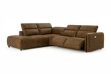 Octavia Distressed Italian Aniline Leather Reclining Corner Sectional Sofa