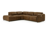 Octavia Distressed Italian Aniline Leather Reclining Corner Sectional Sofa