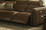 Octavia Distressed Italian Aniline Leather Reclining Corner Sectional Sofa