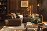 Octavia Distressed Italian Aniline Leather Reclining Corner Sectional Sofa