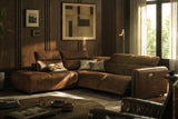 Octavia Distressed Italian Aniline Leather Reclining Corner Sectional Sofa