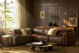 Octavia Distressed Italian Aniline Leather Reclining Corner Sectional Sofa