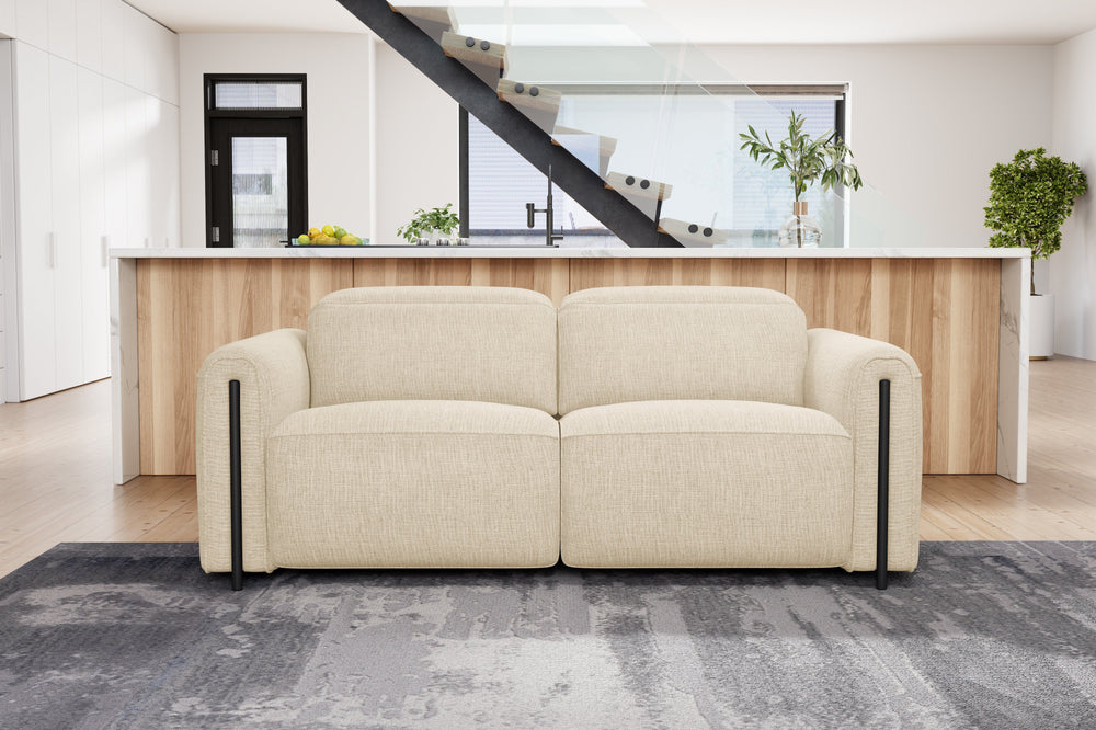 Valencia Octavia Fabric Dual Reclining Cloud Loveseat Sofa, Beige