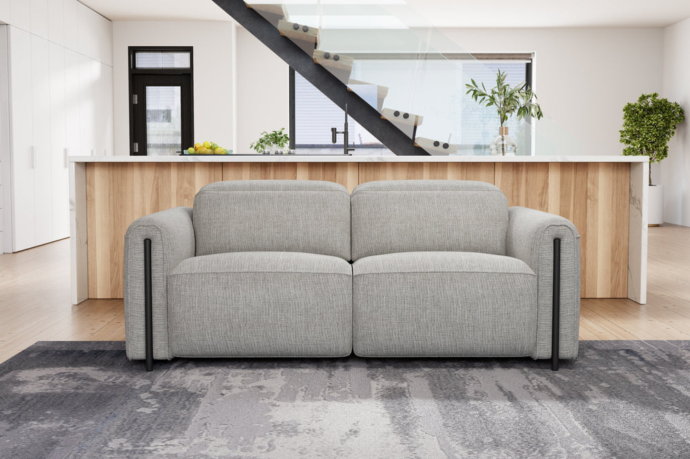 Valencia Octavia Fabric Dual Reclining Cloud Loveseat Sofa, Light Grey