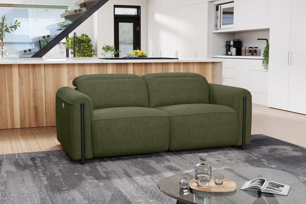 Valencia Octavia Fabric Dual Reclining Cloud Loveseat Sofa, Olive Green