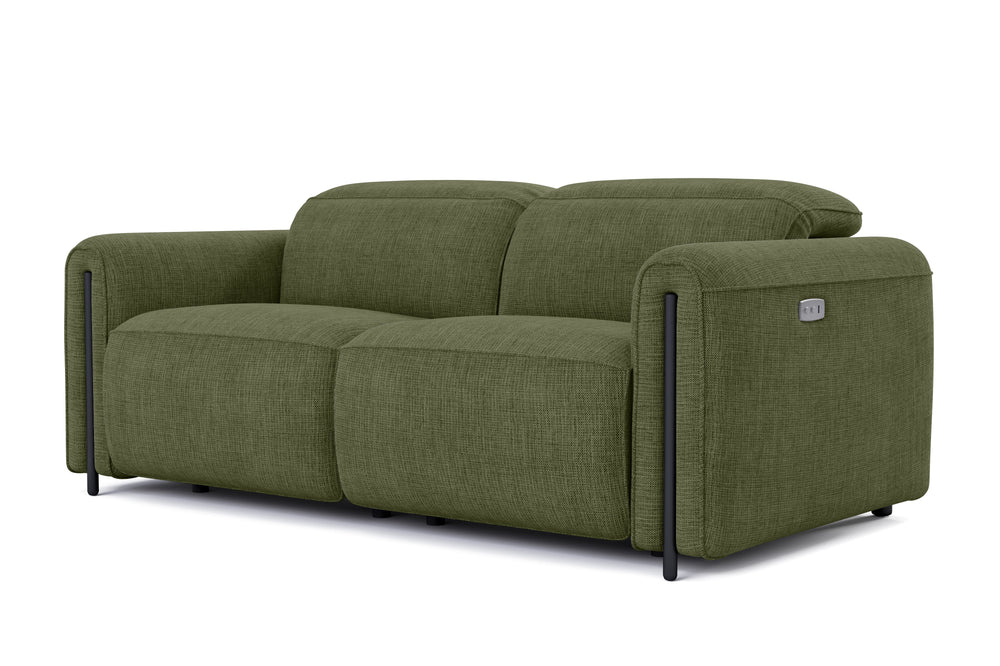 Valencia Octavia Fabric Dual Reclining Cloud Loveseat Sofa, Olive Green