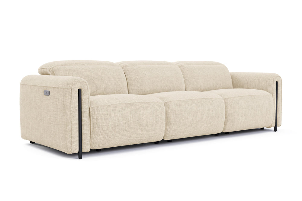 Valencia Octavia Fabric Dual Reclining Cloud Three Seats Sofa, Beige