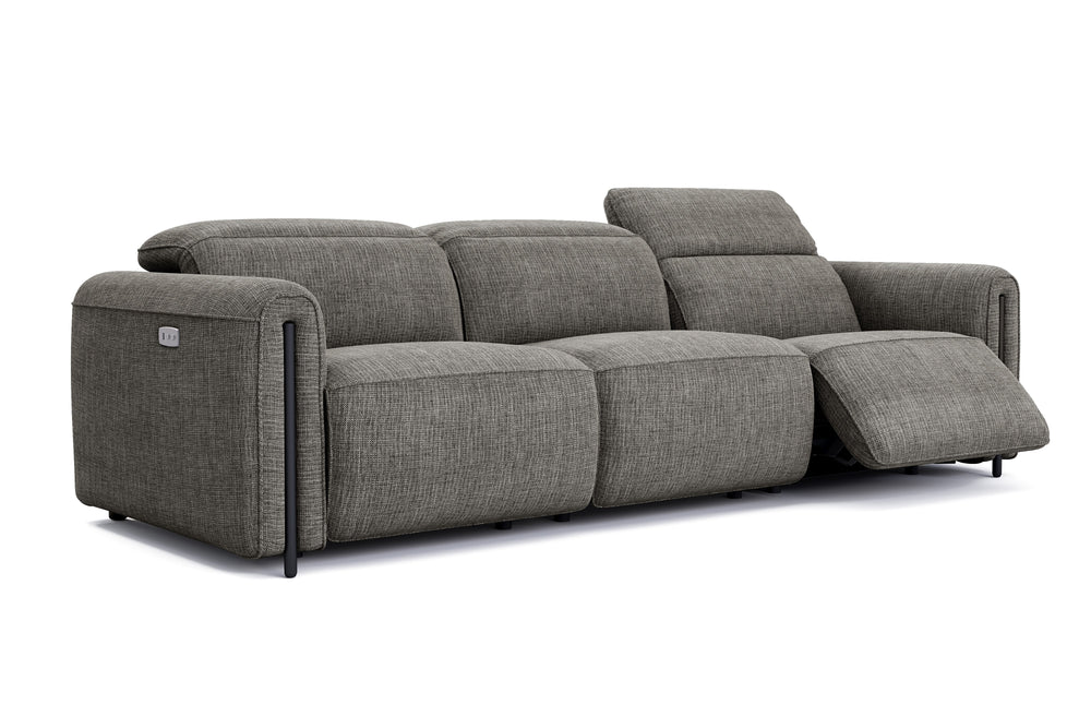 Valencia Octavia Fabric Dual Reclining Cloud Three Seats Sofa, Dark Grey