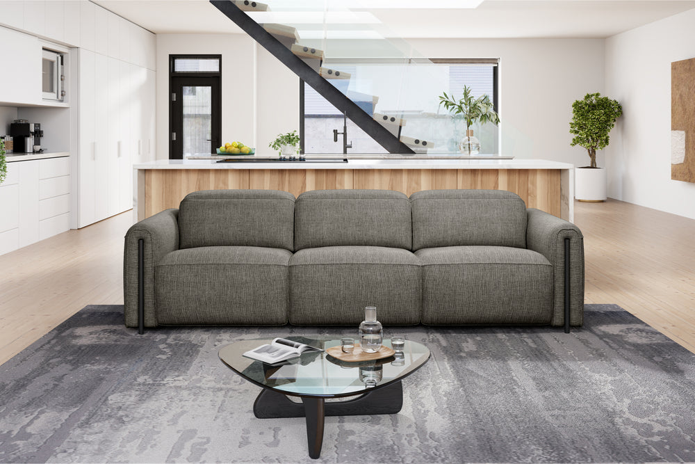 Valencia Octavia Fabric Dual Reclining Cloud Three Seats Sofa, Dark Grey