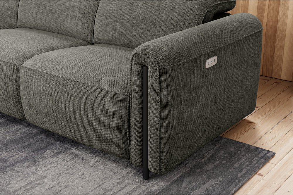 Valencia Octavia Fabric Dual Reclining Cloud Three Seats Sofa, Dark Grey