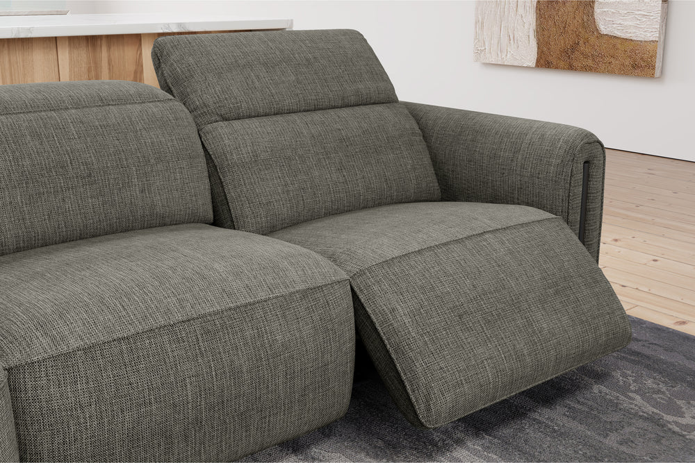 Valencia Octavia Fabric Dual Reclining Cloud Three Seats Sofa, Dark Grey