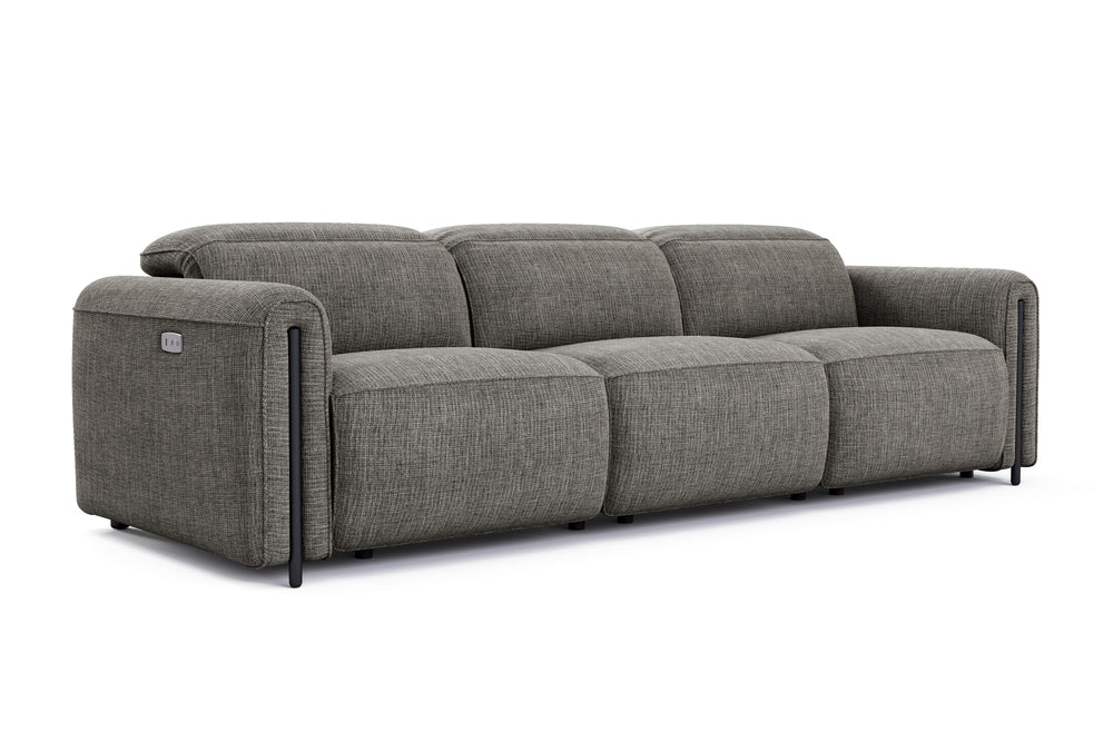 Valencia Octavia Fabric Dual Reclining Cloud Three Seats Sofa, Dark Grey