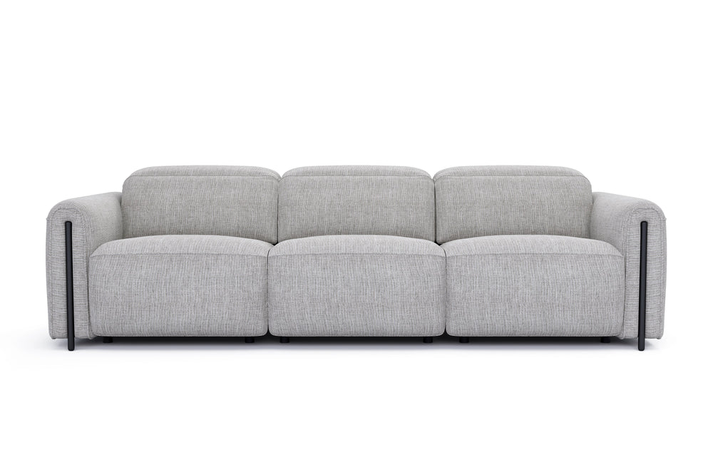 Valencia Octavia Fabric Dual Reclining Cloud Three Seats Sofa, Light Grey