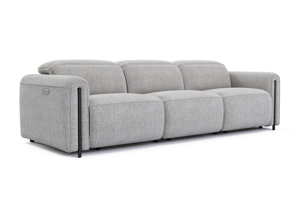 Valencia Octavia Fabric Dual Reclining Cloud Three Seats Sofa, Light Grey