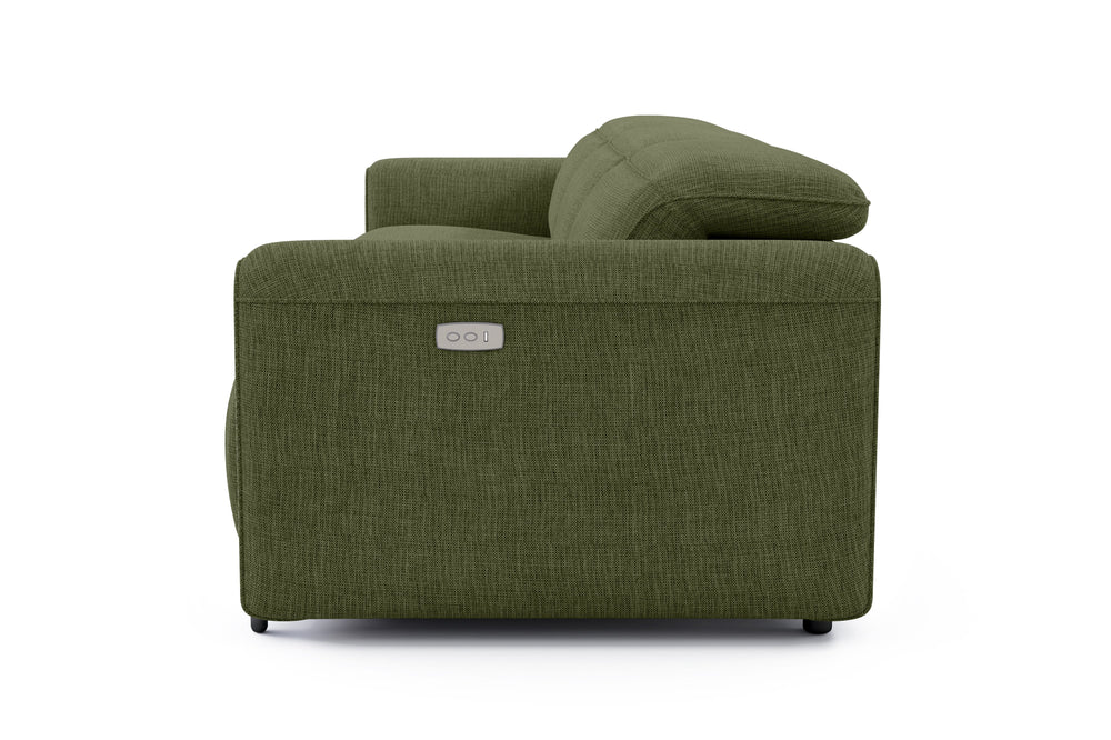 Valencia Octavia Fabric Dual Reclining Cloud Three Seats Sofa, Olive Green