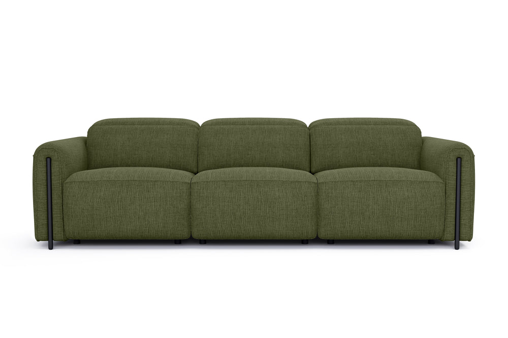 Valencia Octavia Fabric Dual Reclining Cloud Three Seats Sofa, Olive Green