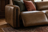 Octavia Distressed Italian Aniline Leather Dual Reclining Sofa