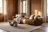 Octavia Distressed Italian Aniline Leather Dual Reclining Sofa
