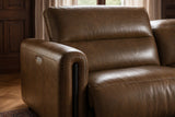 Octavia Distressed Italian Aniline Leather Dual Reclining Sofa