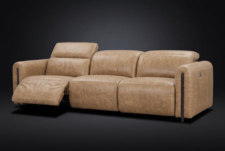 Octavia Distressed Italian Aniline Leather Dual Reclining Sofa