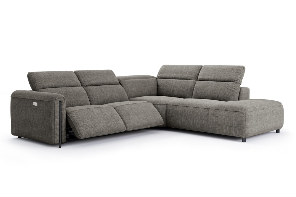 Valencia Octavia Fabric Reclining Sectional Cloud Sofa, L-Shape with Right Chaise, Dark Grey