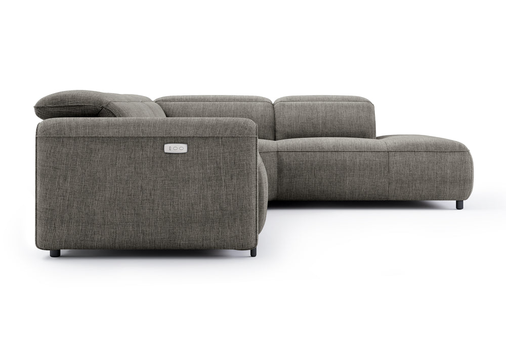 Valencia Octavia Fabric Reclining Sectional Cloud Sofa, L-Shape with Right Chaise, Dark Grey