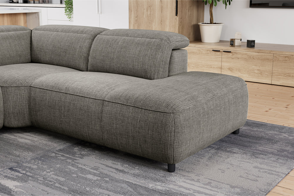 Valencia Octavia Fabric Reclining Sectional Cloud Sofa, L-Shape with Right Chaise, Dark Grey