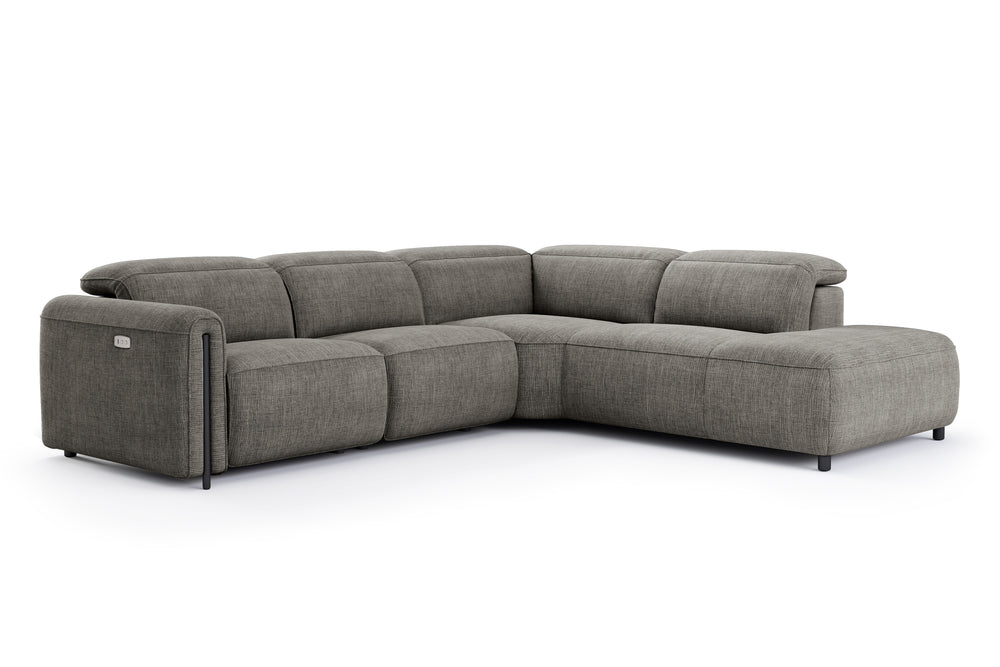 Valencia Octavia Fabric Reclining Sectional Cloud Sofa, L-Shape with Right Chaise, Dark Grey