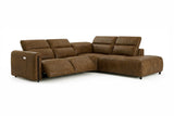 Octavia Distressed Italian Aniline Leather Reclining Corner Sectional Sofa
