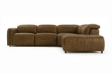 Octavia Distressed Italian Aniline Leather Reclining Corner Sectional Sofa