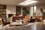 Octavia Distressed Italian Aniline Leather Reclining Corner Sectional Sofa