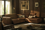 Octavia Distressed Italian Aniline Leather Reclining Corner Sectional Sofa