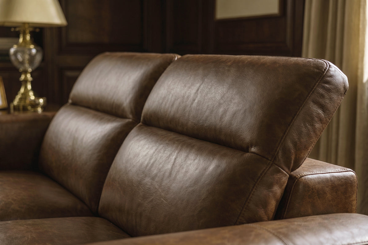 Octavia Distressed Italian Aniline Leather Reclining Corner Sectional Sofa