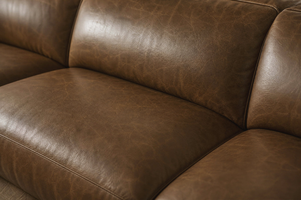 Octavia Distressed Italian Aniline Leather Reclining Corner Sectional Sofa