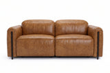 Octavia Distressed Italian Aniline Leather Dual Reclining Sofa